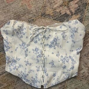 Garage Floral Lace-Up Corset Top